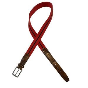 Saks Fifth Avenue men's elastic cotton knit belt in red/navy